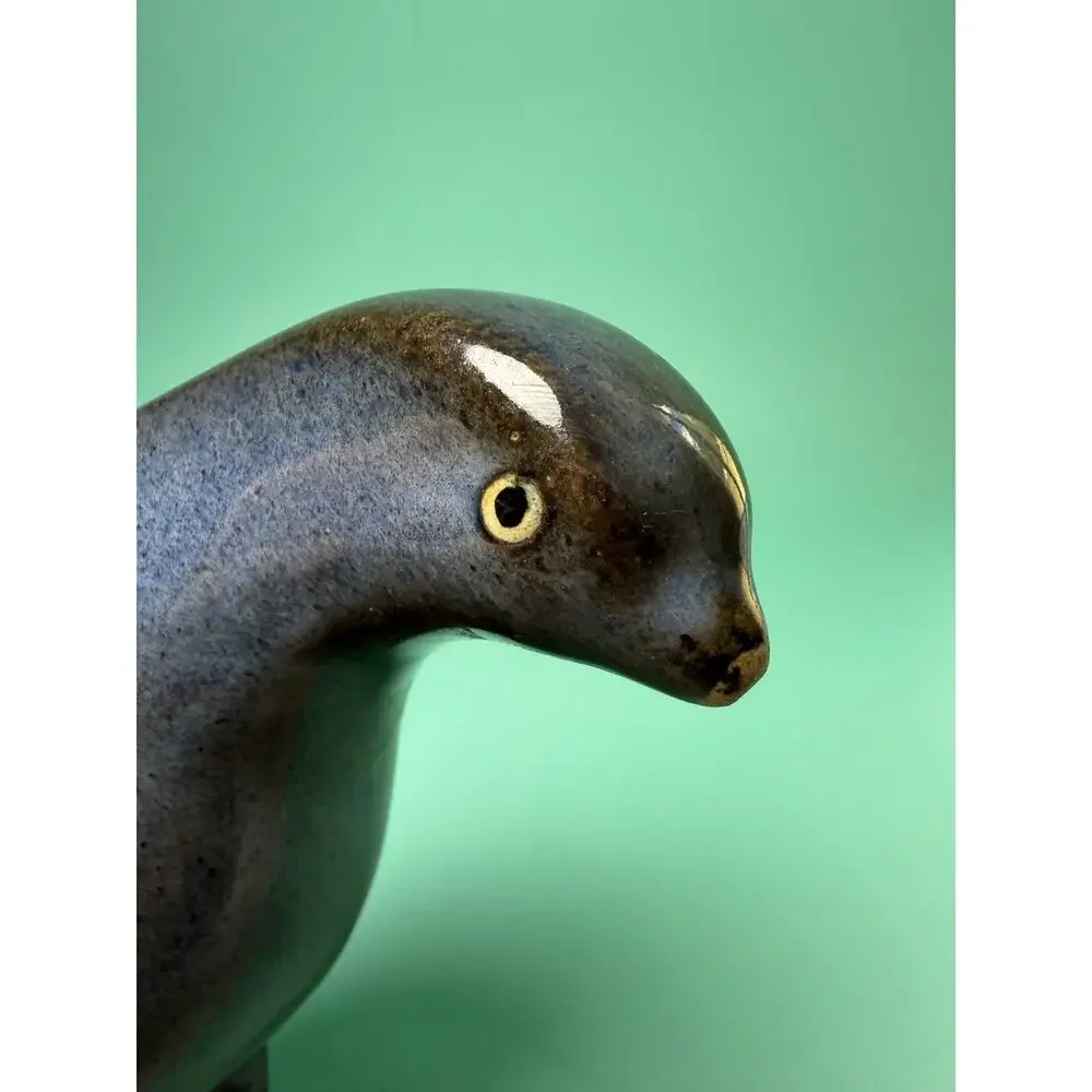 Vintage Smoky Mountain Tennessee Pottery Pigeon Bird Planter Feet MCM Blue Drip - Picture 7 of 9